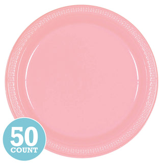 New Pink Plastic Banquet Plates (50ct)