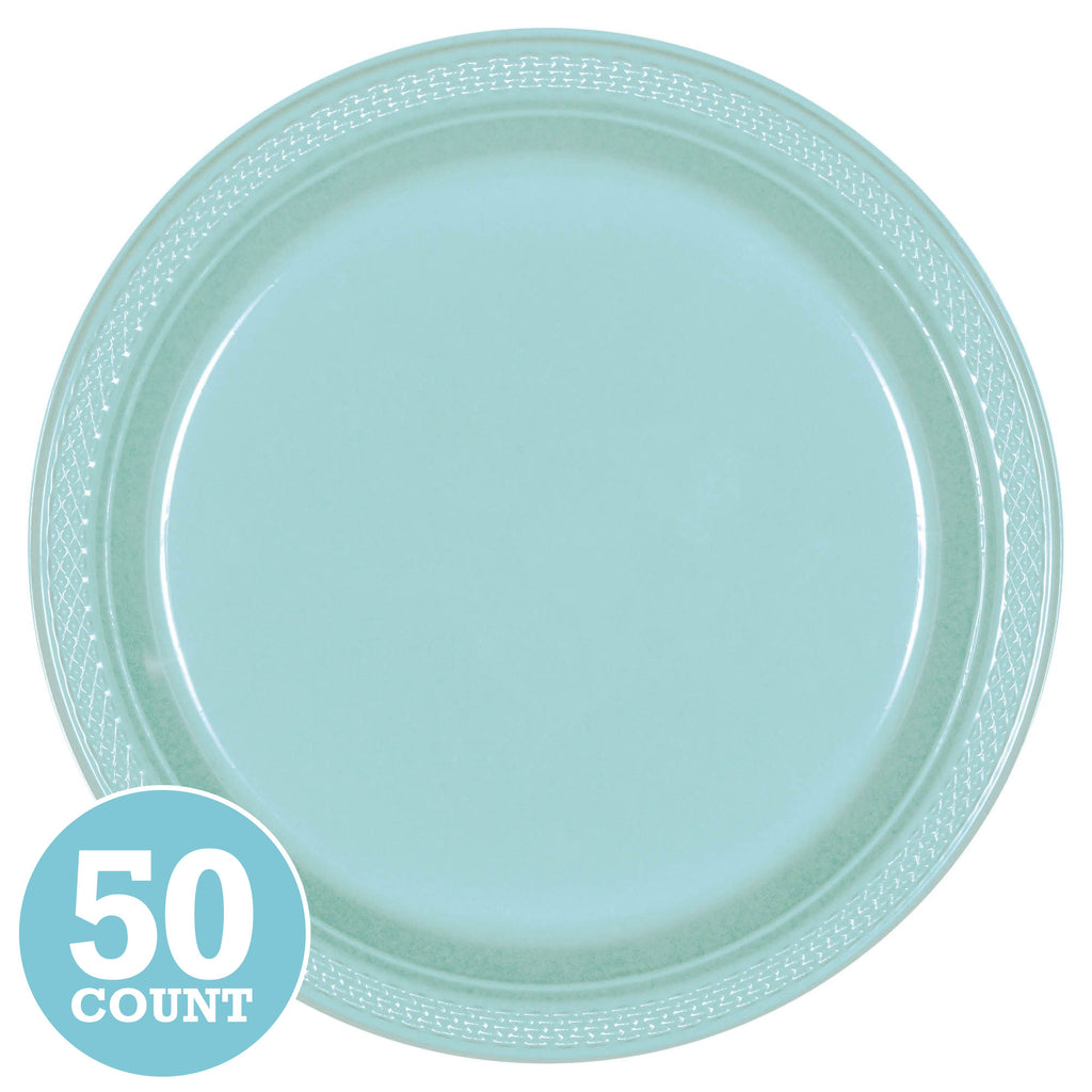 Robins Egg Blue Plastic Banquet Plates (50ct)