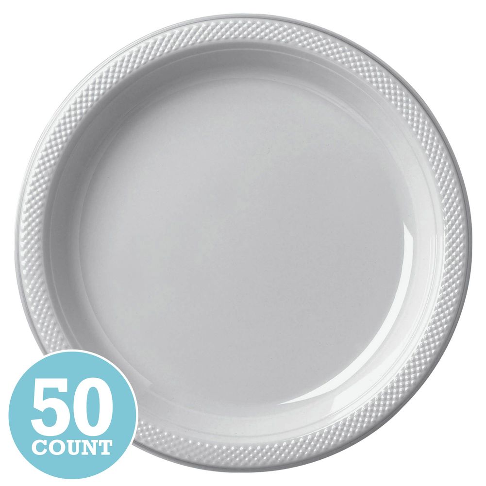 Silver Plastic Banquet Plates (50ct)
