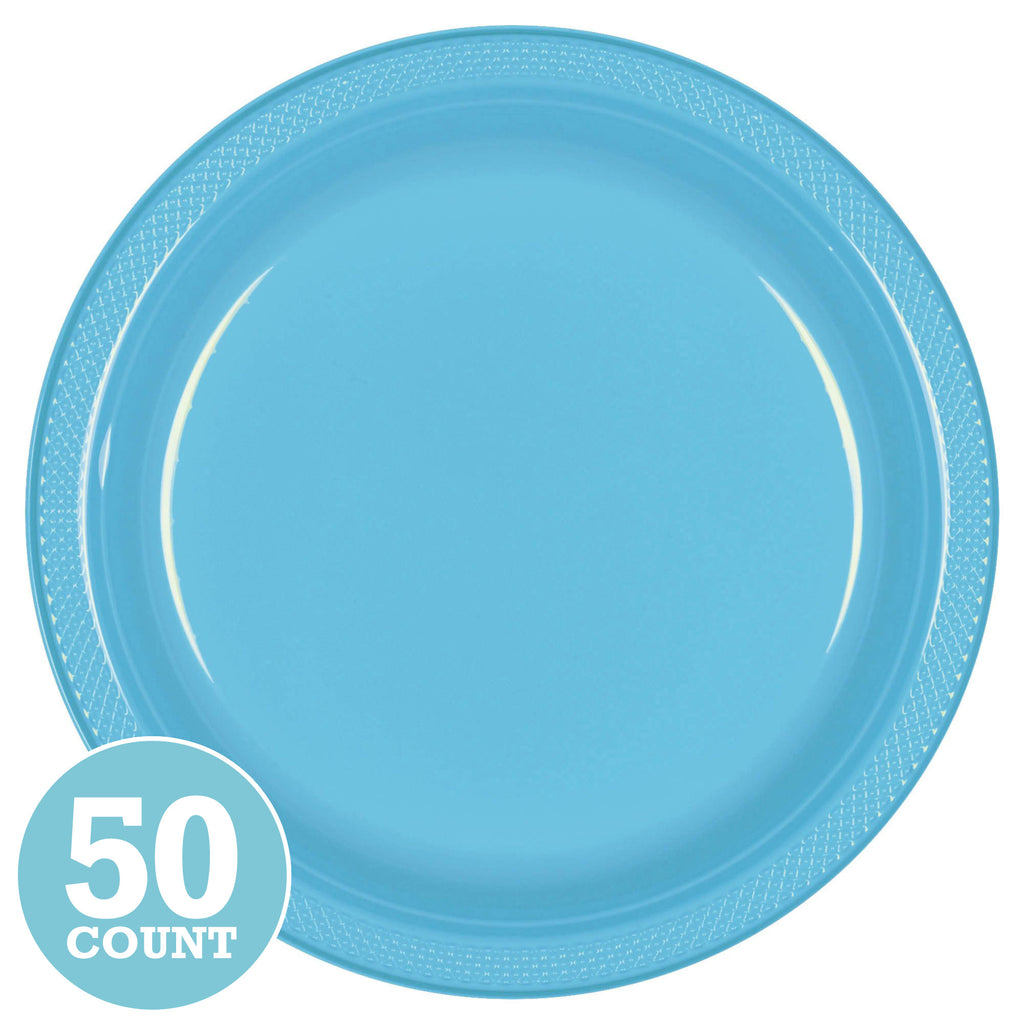Caribbean Blue Plastic Banquet Plates (50ct)