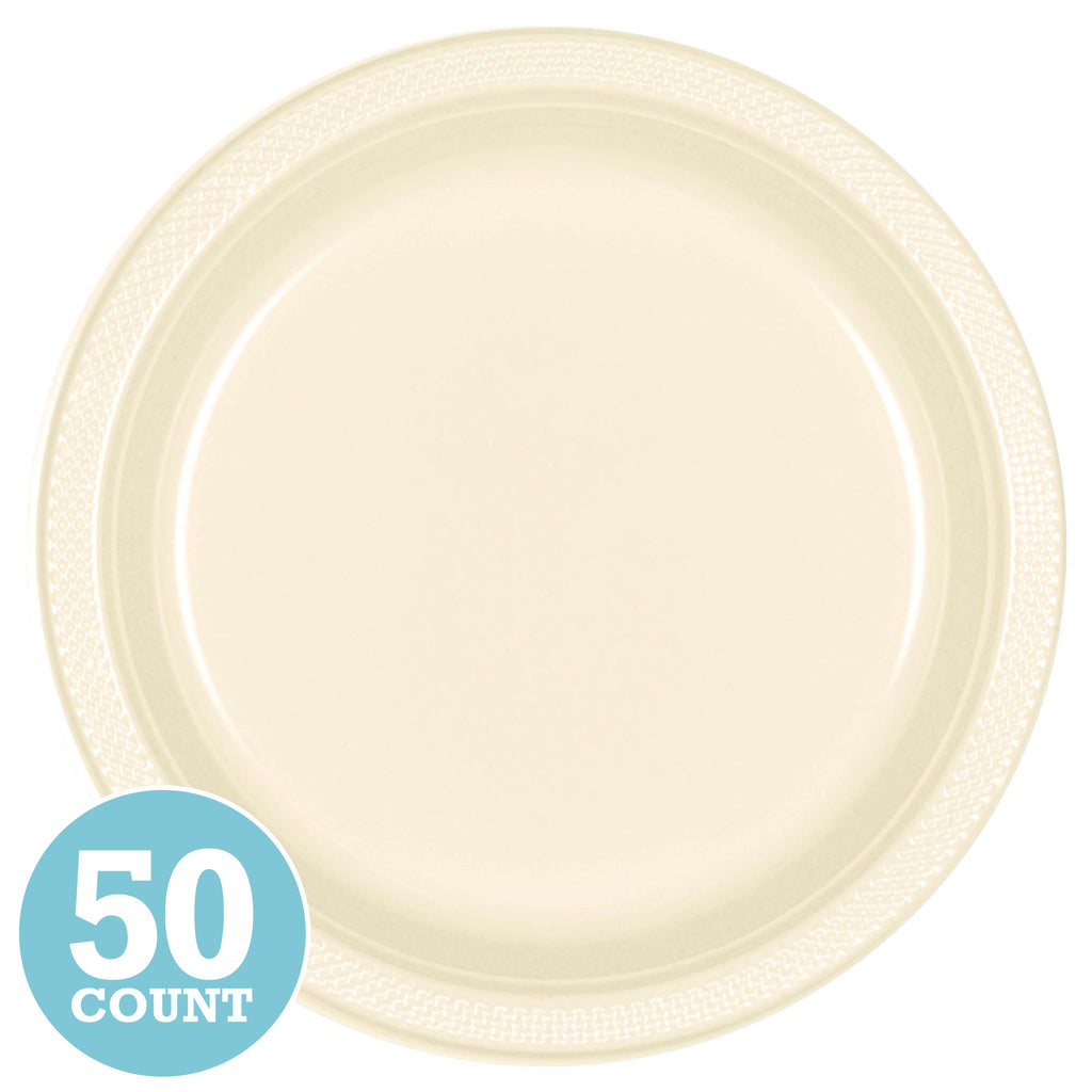 Vanilla Creme Plastic Banquet Plates (50ct)