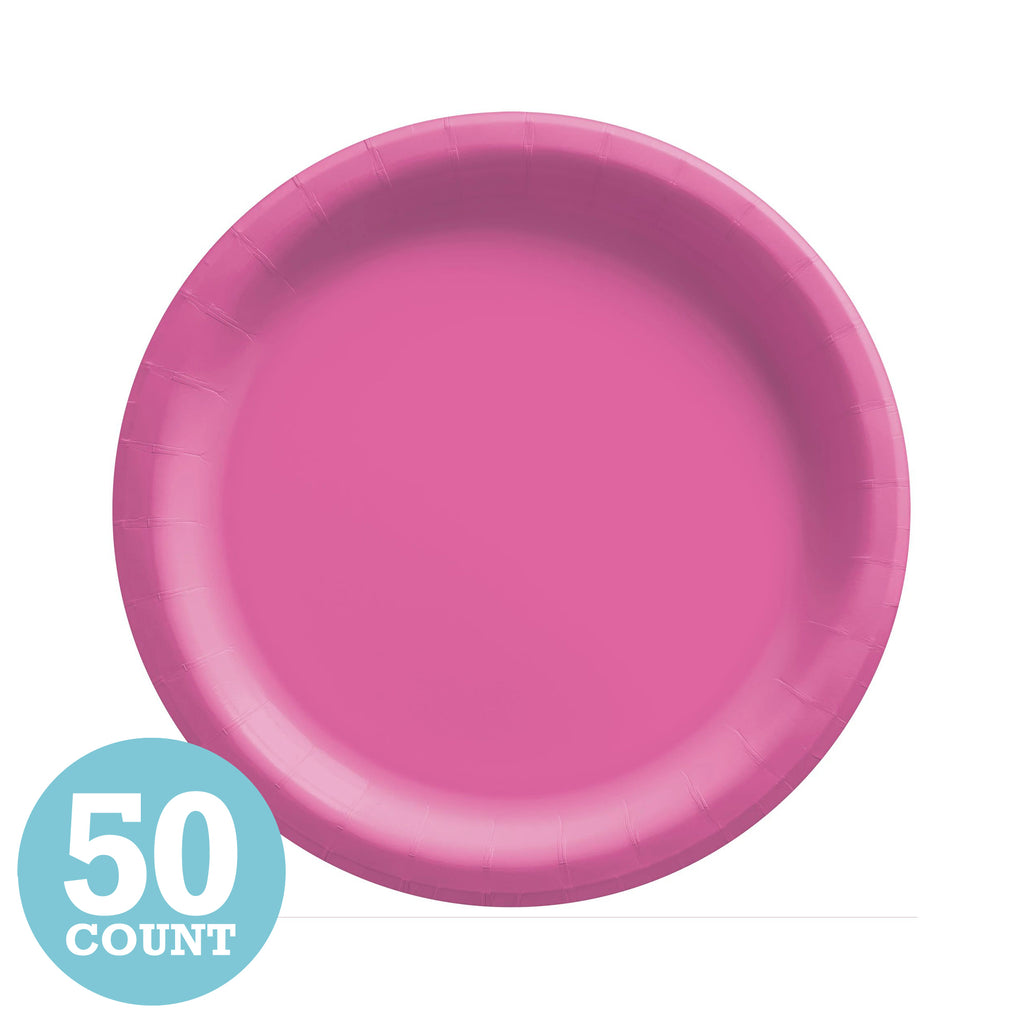 Bright Pink Paper Dessert Plates (50ct)