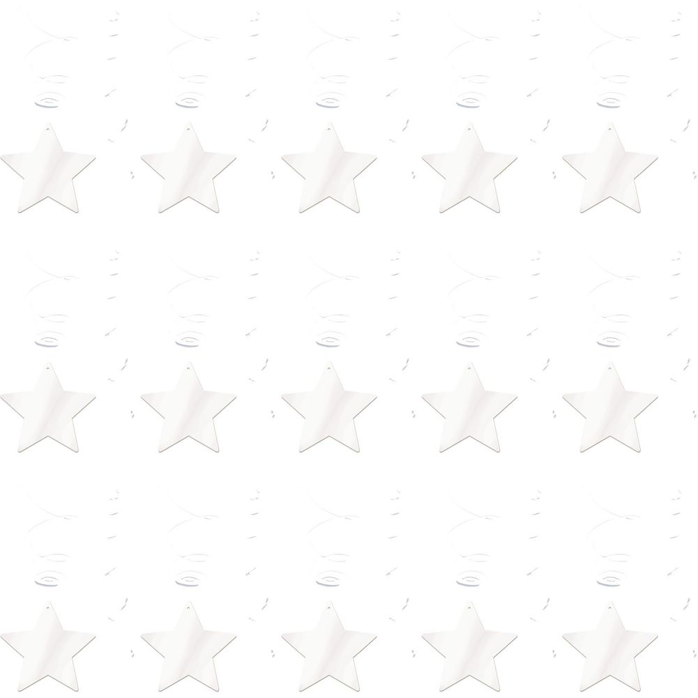 White Shooting Stars Mega Value Pack Hanging Swirls (30 ct)