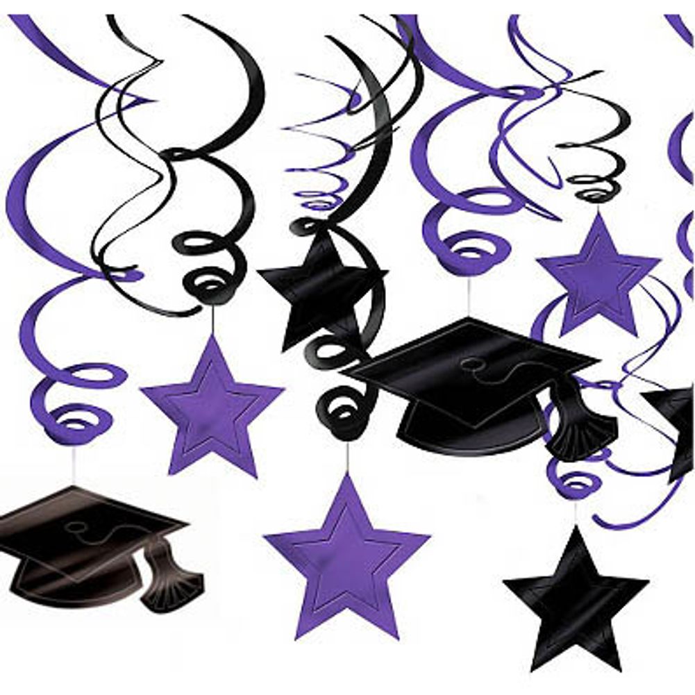 Purple Graduation Hanging Swirl Decoration Mega Value Pack