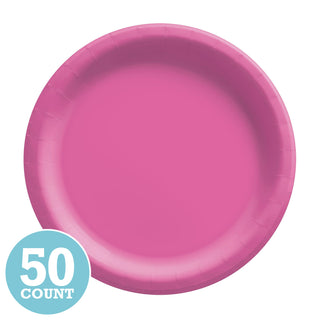 Bright Pink Paper  Dinner Plates (50ct)