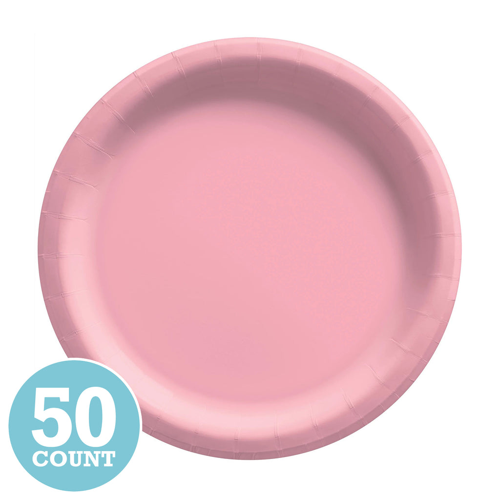 New Pink Dinner Paper Plates (50ct)