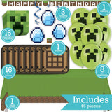 Minecraft Birthday Party Kit for 16 – 9 Inch Plates, Napkins, Table Cover, Banner, Balloons and Swirl Decorations (45 pc) – photo 2