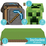 Minecraft Birthday Party Kit for 16 – 9 Inch Plates, 7 Inch Plates, Napkins and Table Cover (49 pc) – photo 2