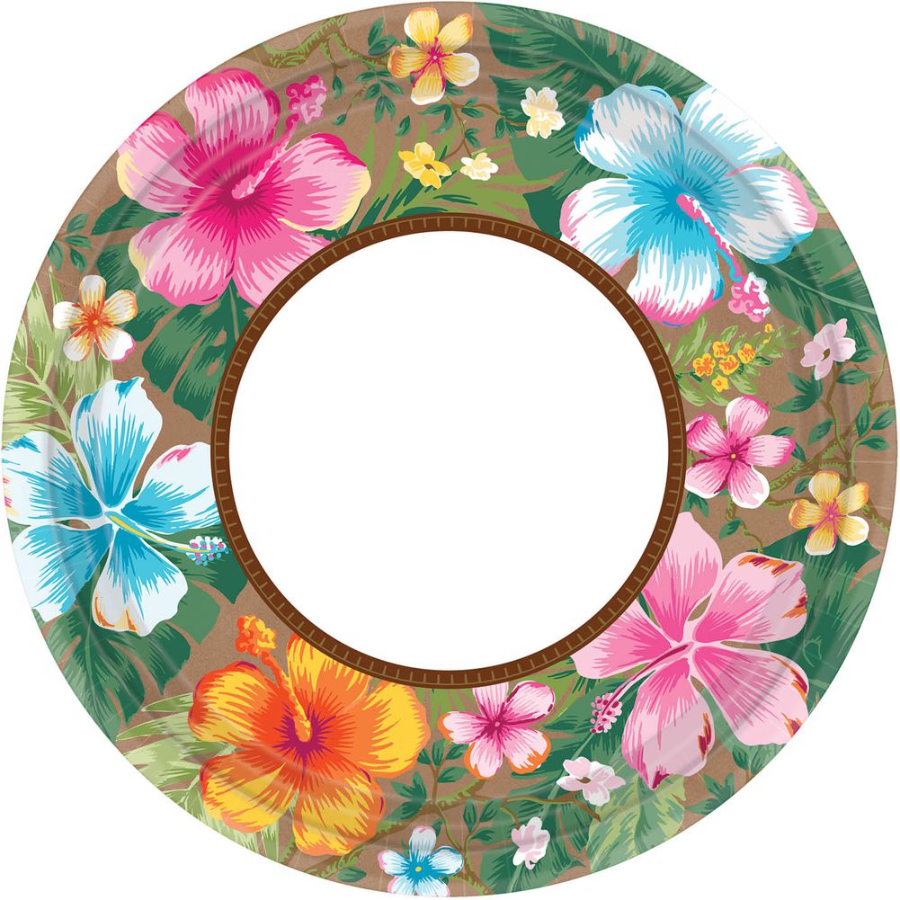 Beachy Blooms Round Paper Banquet Plates (18 ct)