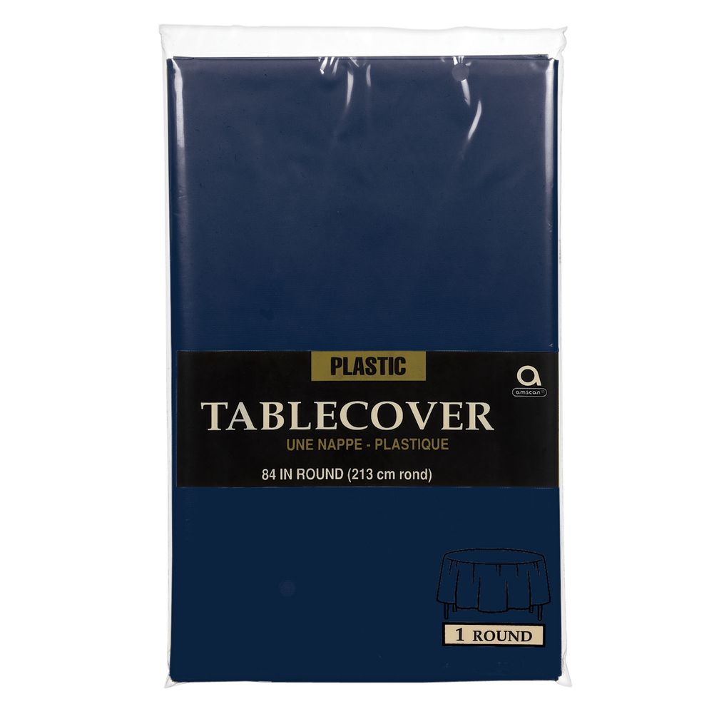 True Navy Round Plastic Tablecover