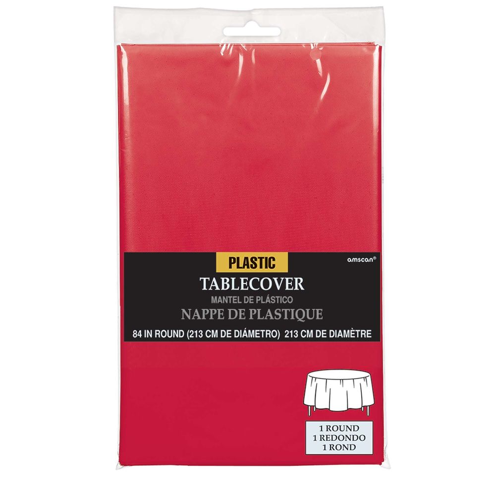 Apple Red Round Plastic Tablecover