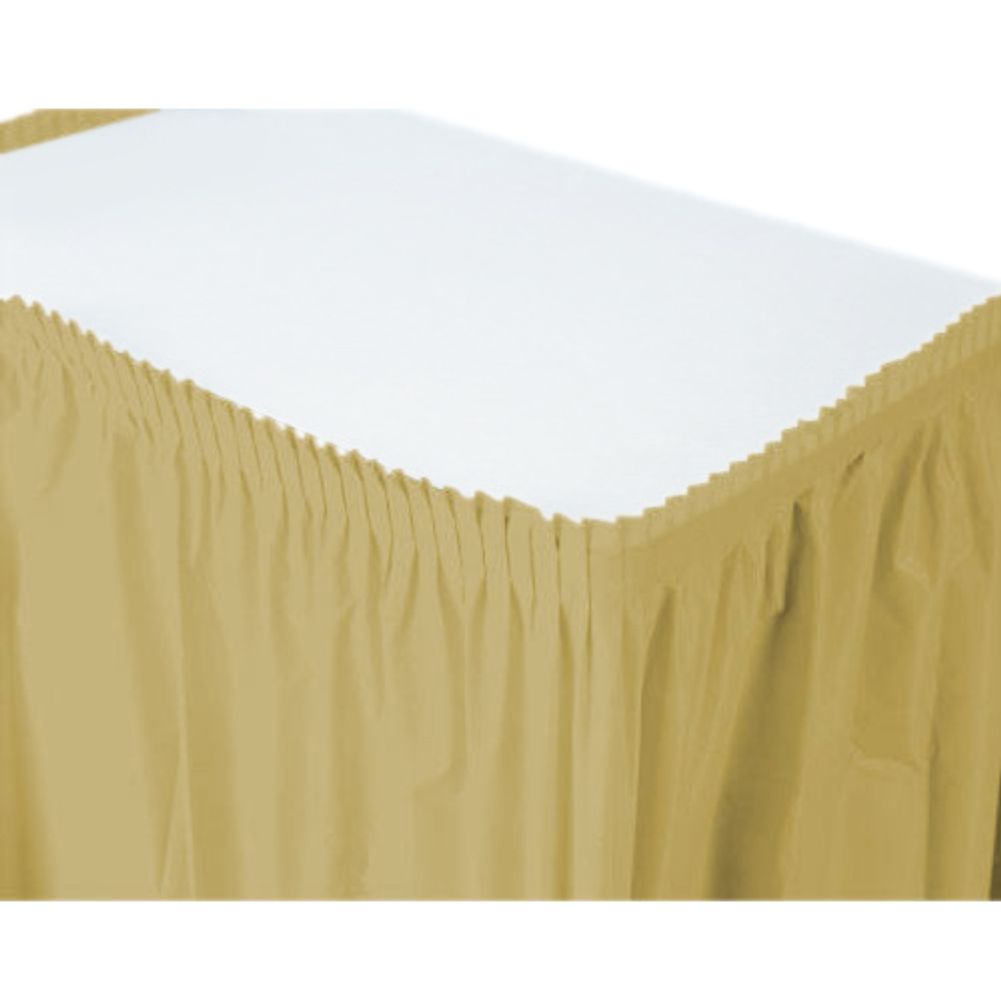 Gold Tableskirt Plastic 14' X 29