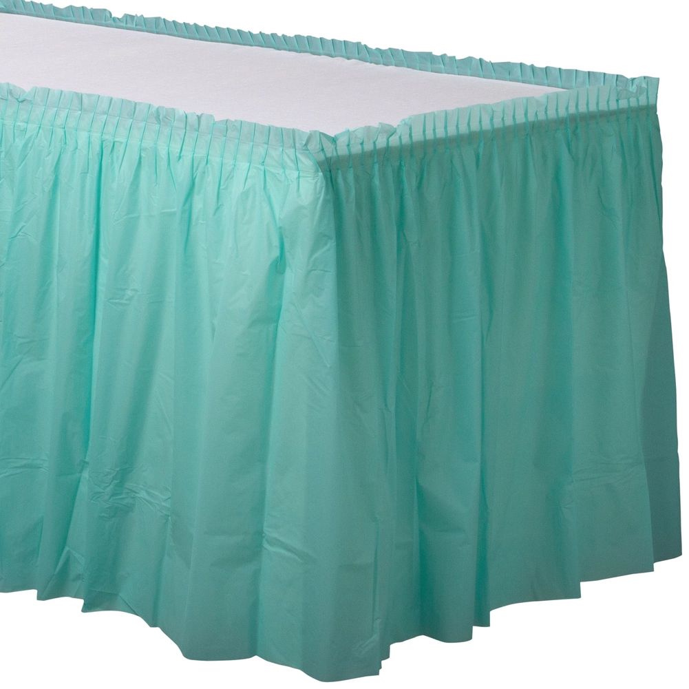 Robin's Egg Blue Plastic Table Skirt 21' X 29"