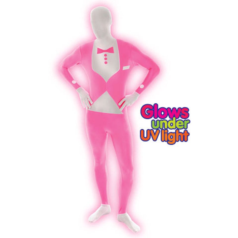 Pink Fluorescent Tuxedo Morphsuit Mens XX-Large