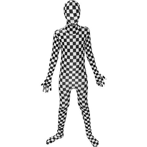 Black And White Check Morphsuit Boys Medium