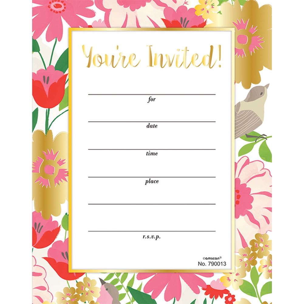 Golden Florals Invitations (20 ct)