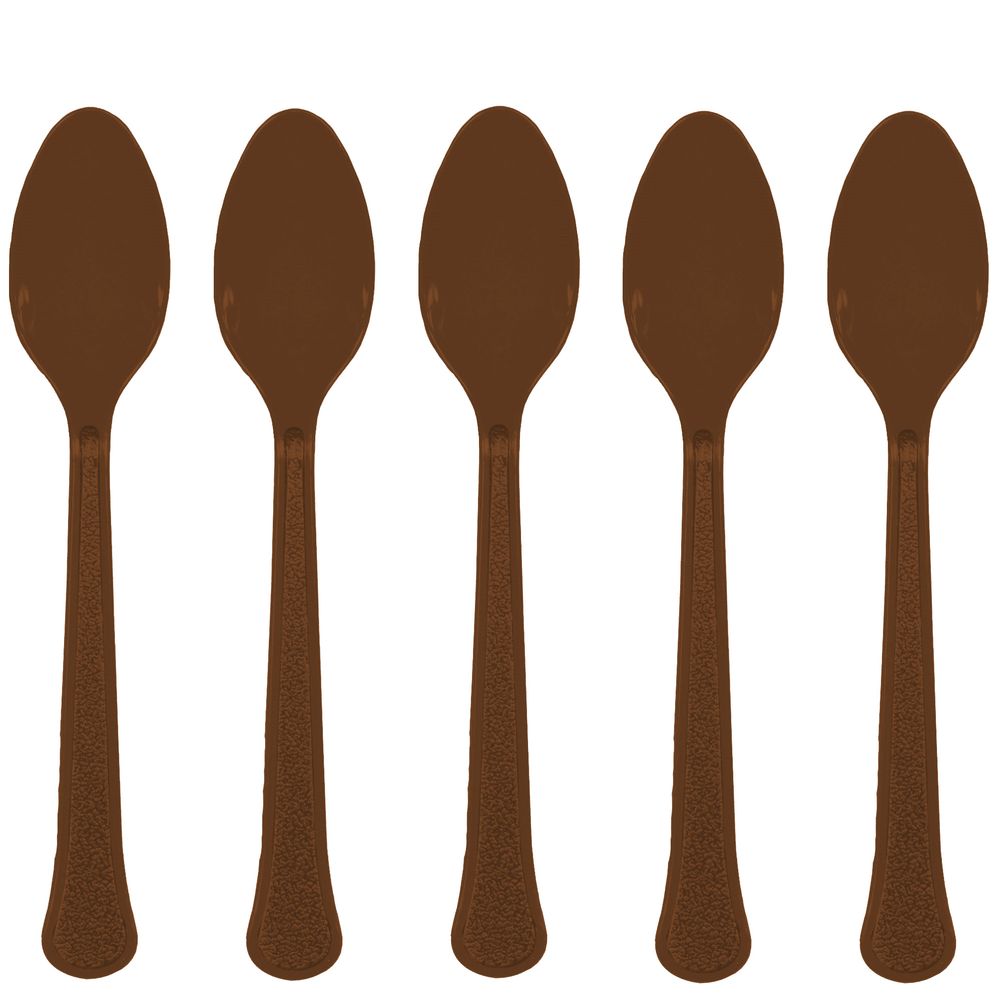 Chocolate Brown Heavy Weight Plastic Spoons (20ct)
