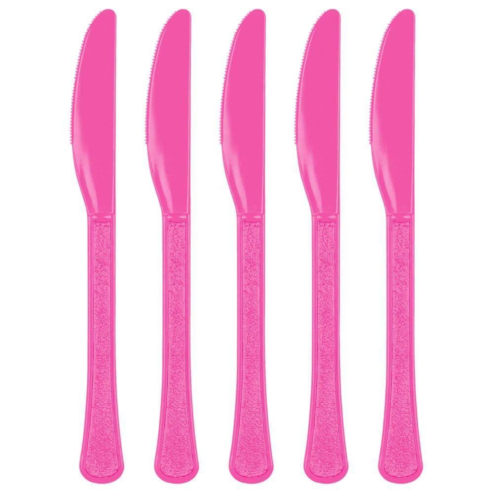 Bright Pink Heavy Weight Plastic Knives (20ct)