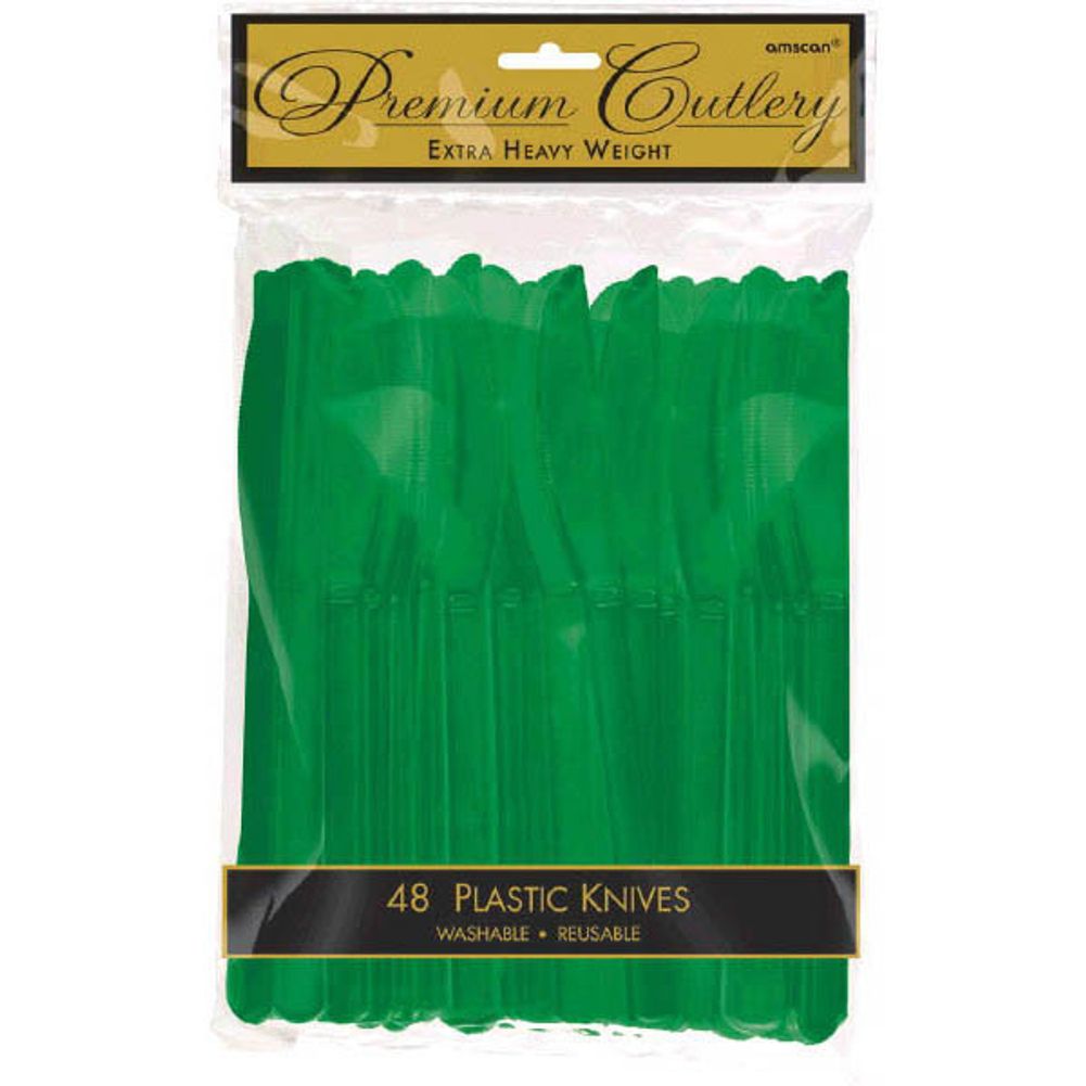Festive Green Heavy Weight Plastic Knives (48ct)