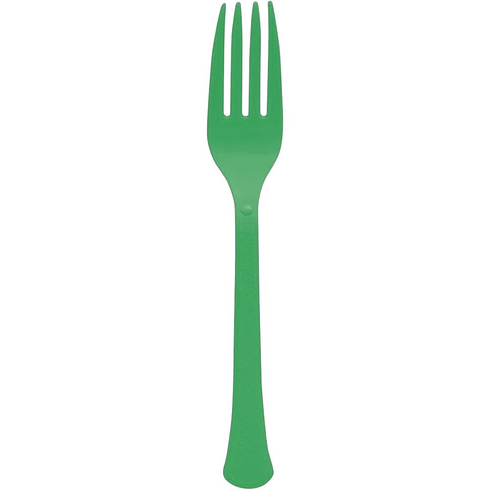 Festive Green Heavy Weight Plastic Forks (48ct)