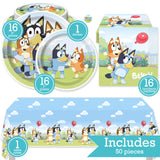 Bluey Birthday Party Kit for 16 – 9 Inch Plates, 7 Inch Plates, Napkins and Table Cover (49 pc) – photo 2