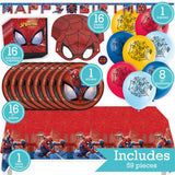 Spider-Man Birthday Party Kit for 16 – 9 Inch Plates, Napkins, Table Cover, Banner, Balloons and Party Masks (58 pc) – photo 2