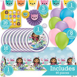 Gabby's Dollhouse Birthday Party Kit for 16 – 9 Inch Plates, Napkins, Table Cover, Banner, Balloons and Paper Fans (52 pc) – photo 2