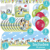 Bluey Birthday Party Kit for 16 – 9 Inch Plates, Napkins, Table Cover, Cups, Banner and Balloons (58 pc) – photo 2
