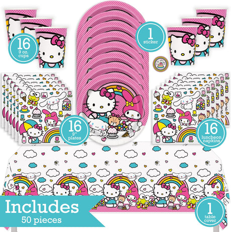 Hello Kitty Birthday Party Kit for 16 – 9 Inch Plates, Napkins, Table Cover and Cups (49 pc) – photo 2