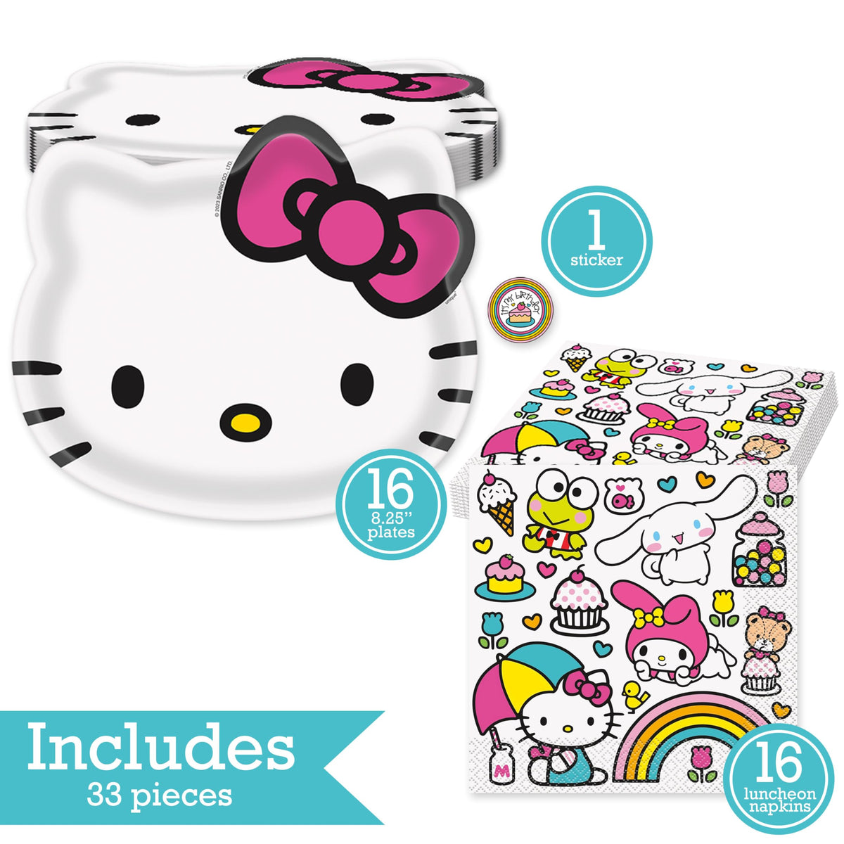 Hello Kitty Birthday Party Kit for 16 – 9 Inch Plates and Napkins (32 pc) – photo 2
