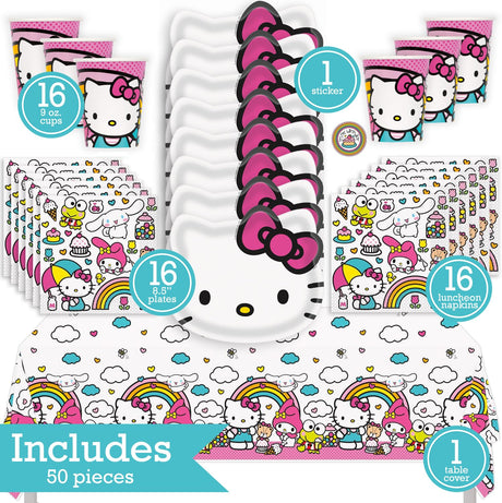 Hello Kitty Birthday Party Kit for 16 – 8.5 Inch Plates, Napkins, Table Cover and Cups (49 pc) – photo 2