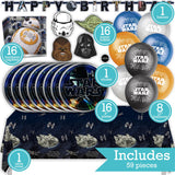 Star Wars Birthday Party Kit for 16 – 9 Inch Plates, Napkins, Table Cover, Banner, Balloons and Party Masks (58 pc) – photo 2