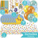 Pokémon Birthday Party Kit for 16 – 9 Inch Plates, Napkins, Table Cover, Banner, Balloons and Swirl Decorations (54 pc) – photo 2