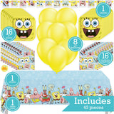 SpongeBob Birthday Party Kit for 16 – 9 Inch Plates, Napkins, Table Cover, Banner and Balloons (49 pc) – photo 2