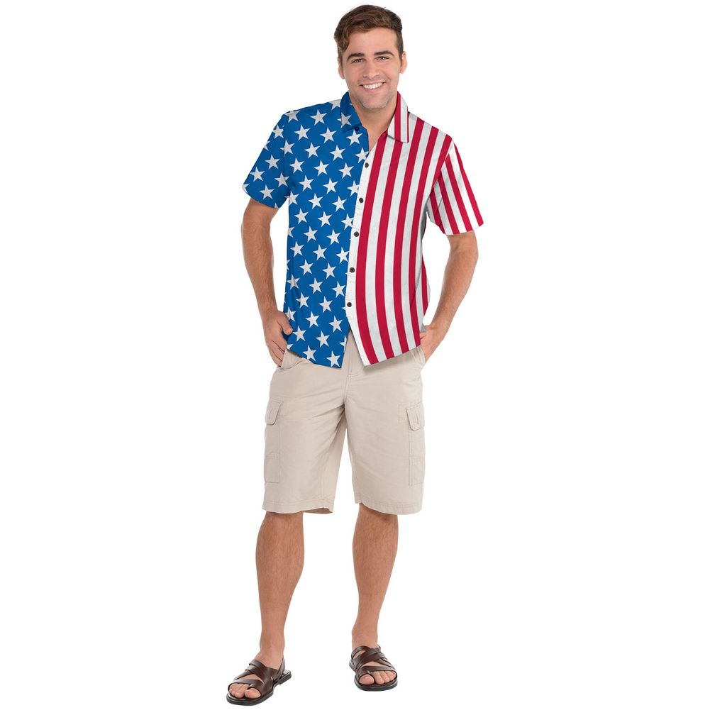 Mens Patriotic Hawaiian Shirt Small/Medium