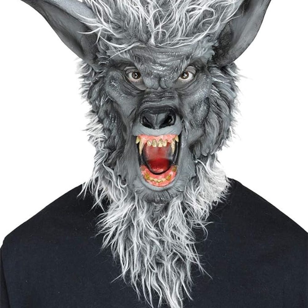 Ferocious Fangs Deluxe Mask with Teeth Grey Werewolf (1ct)