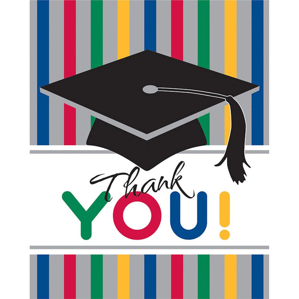 Graduation Stripes Thank You Notes