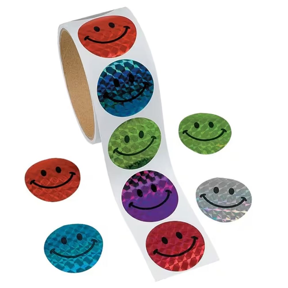 Paper Laser Smile Face Sticker Rolls