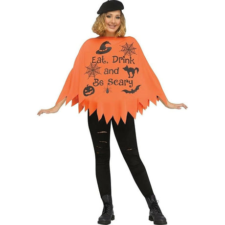 Pumpkin Party Poncho Adult