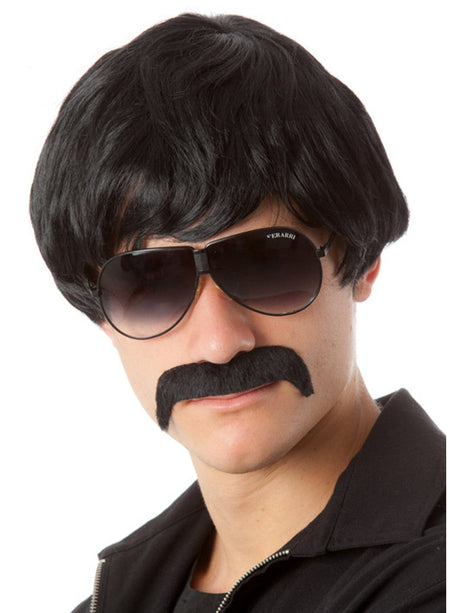 70s Classic Black Wig & Moustache costume wig, photo 1 of 3
