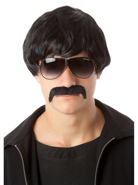 70s Classic Black Wig & Moustache costume wig, photo 1 of 3