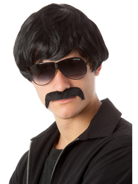 70s Classic Black Wig & Moustache costume wig, photo 1 of 3
