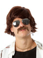 70s Brown Wig & Moustache costume wig