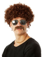 70s Brown Afro Wig & Moustache costume wig, photo 1 of 2