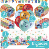 Lilo and Stitch Birthday Party Kit for 16 – 9 Inch Plates, Napkins, Table Cover, Banner and Balloons (42 pc) – photo 2