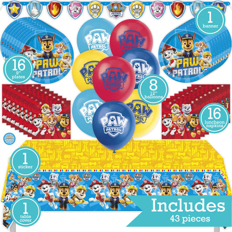 Paw Patrol Birthday Party Kit for 16 – 9 Inch Plates, Napkins, Table Cover, Banner and Balloons (42 pc) – photo 2