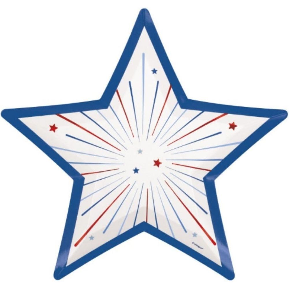 Patriotic USA Star-Shaped Dinner Plates (8ct)