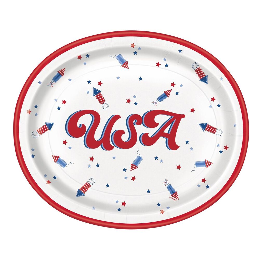 Patriotic USA Oval Banquet Plates (8ct)