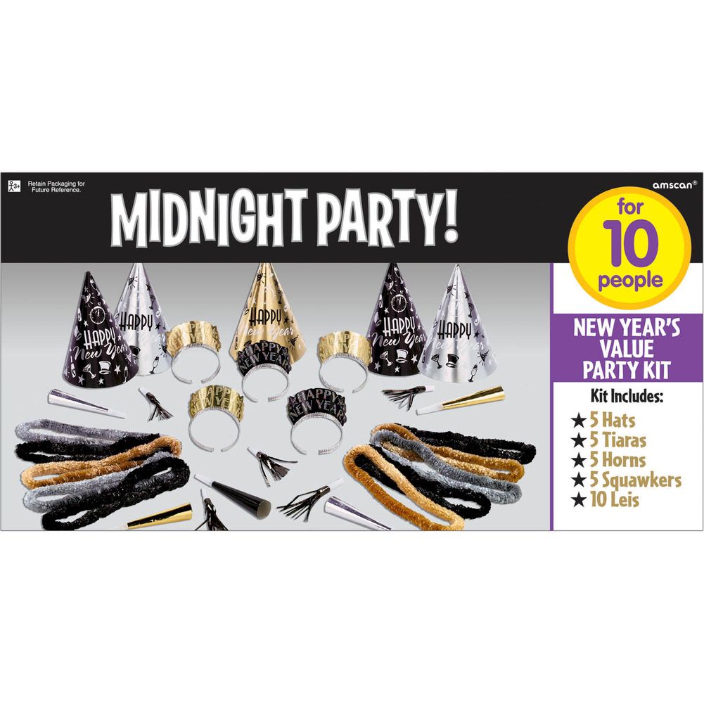 Midnight Party New Years Eve Party Pack for 10