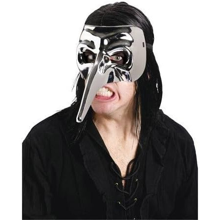 Fun World Silver Chrome Venetian Raven Mask